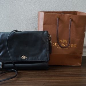 Coach Black Madison Leather Fold Over Crossbody